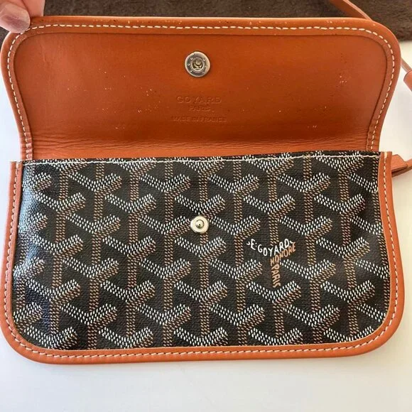 Authentic Goyard Goyardine Saint Louis PM Black Brown Shoulder Tote Bag & Pouch